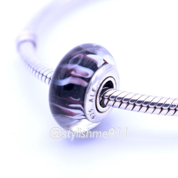 Authentic Pandora Zebra Murano Charm - Picture 1 of 10